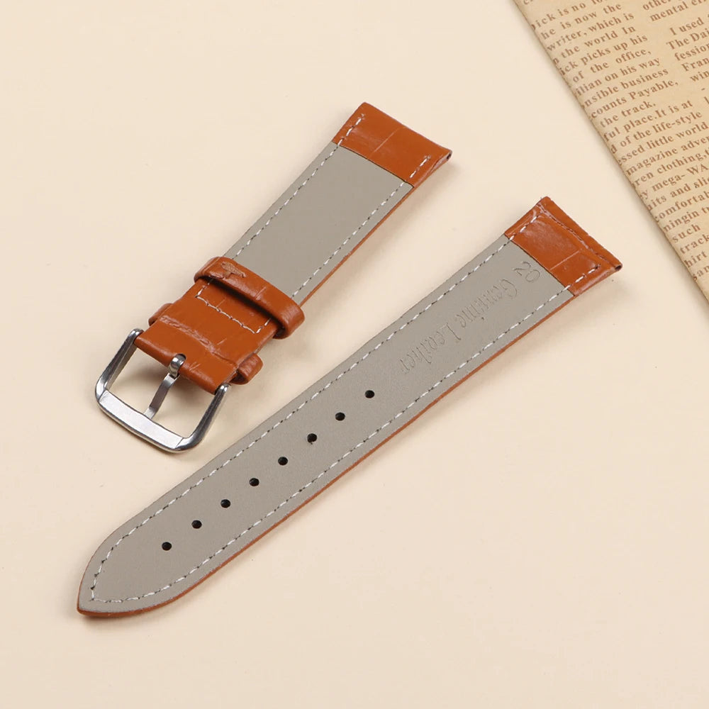 Wrist Strap 18mm 20mm 22mm 24mm Bamboo & Crocodile Pattern Design Men Business Watch Top Cowhide Watchband