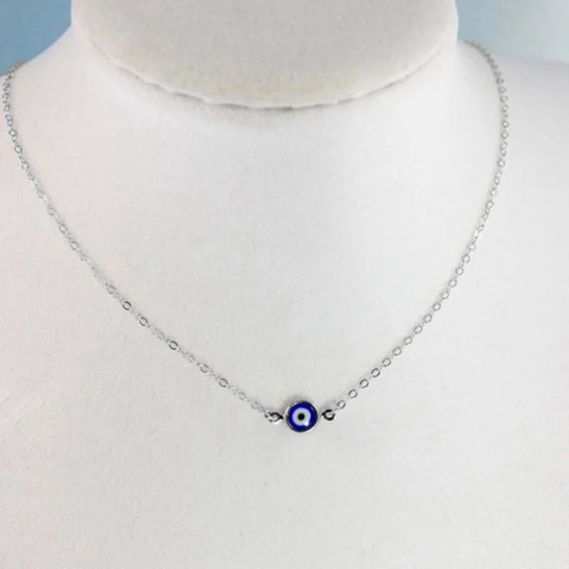 2022 Turkey Evil Eye Necklace for Women Blue Eye Hand Stainless Steel Chain Choker Clavicle Chain Ethnic Lucky Ear Jewelry Gifts