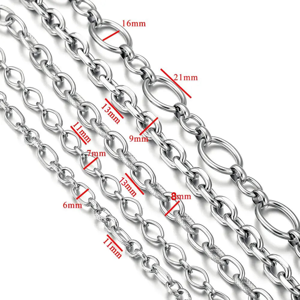 1 Meter Stainless Steel Large Heavy Oval Chunky Knot Hip Hop Punk Link Gold Chain DIY Jewelry Handmade Necklace Bracelet Chains