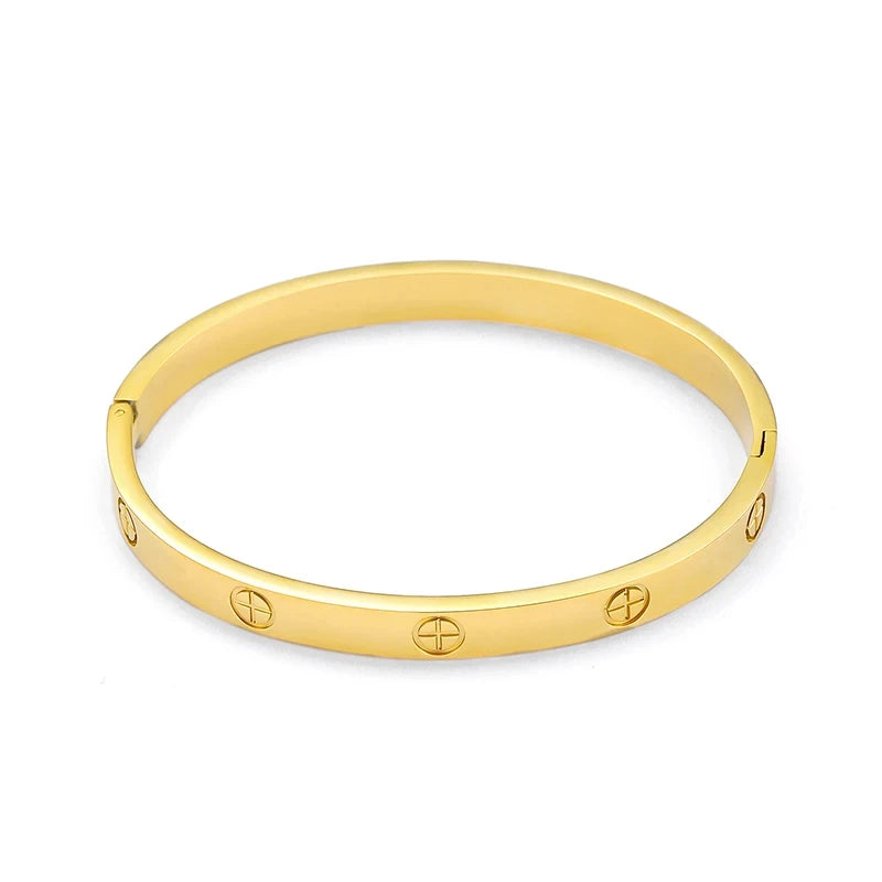 CARLIDANA Cross Design Bracelet&Bangle Gold Color Waterproof Stainless Steel Luxury Brand Bangles for Women Gift Drop Shipping