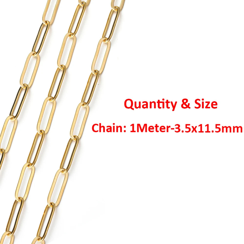 2Meters/1Meter Stainless Steel Chain High Quality Gold Color Chains for Bracelet Necklace Jewelry Making DIY Findings Wholesale