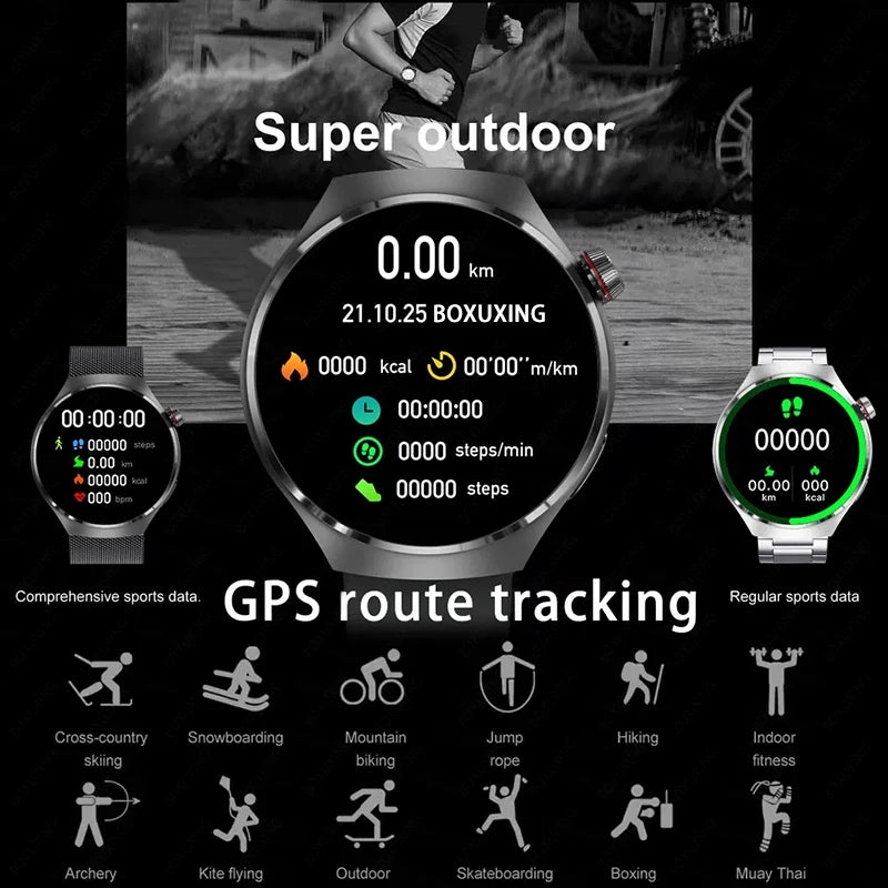 For HUAWEI GT4 Pro GPS NFC Smart Watch Men 360*360 AMOLED Screen Heart rate Bluetooth Call IP68 Waterproof Man Smartwatch 2024