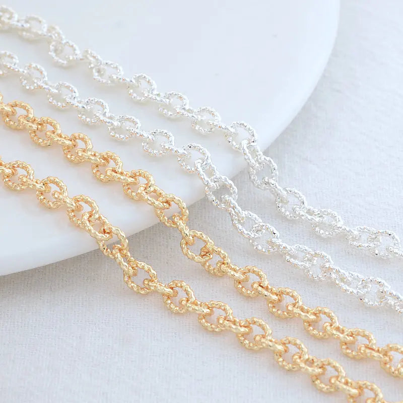 14K Gold Color Plated Brass Round Star Link Chains Necklace Chains High Quality Jewelry Accessories