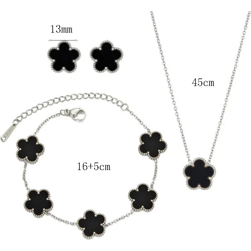 14K Gold Plated Five-leaf Clover Link Bracelets White Black Blue Gold Red Green Lucky Bracelets Jewelry Gifts Trendy for Women