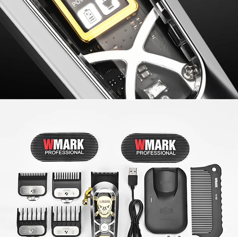 WMARK NG-130 Wireless Charging Hair Clipper High Speed Professional Type-C Rechargeable Hair Cutter With Charge Stand