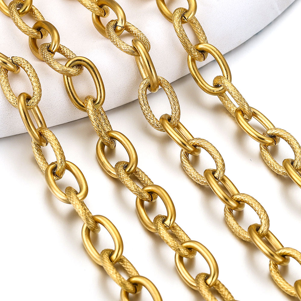 1 Meter Stainless Steel Large Heavy Oval Chunky Knot Hip Hop Punk Link Gold Chain DIY Jewelry Handmade Necklace Bracelet Chains