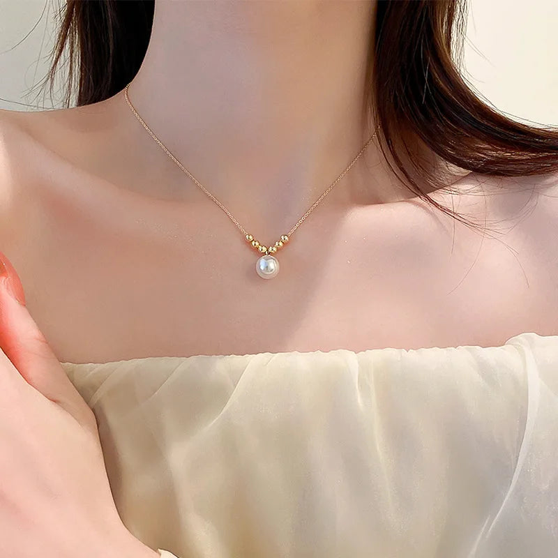 French Baroque Freshwater Pearl Pendant Necklace for Women Personalized Fashion Daily Accessories Party Jewelry Birthday Gifts