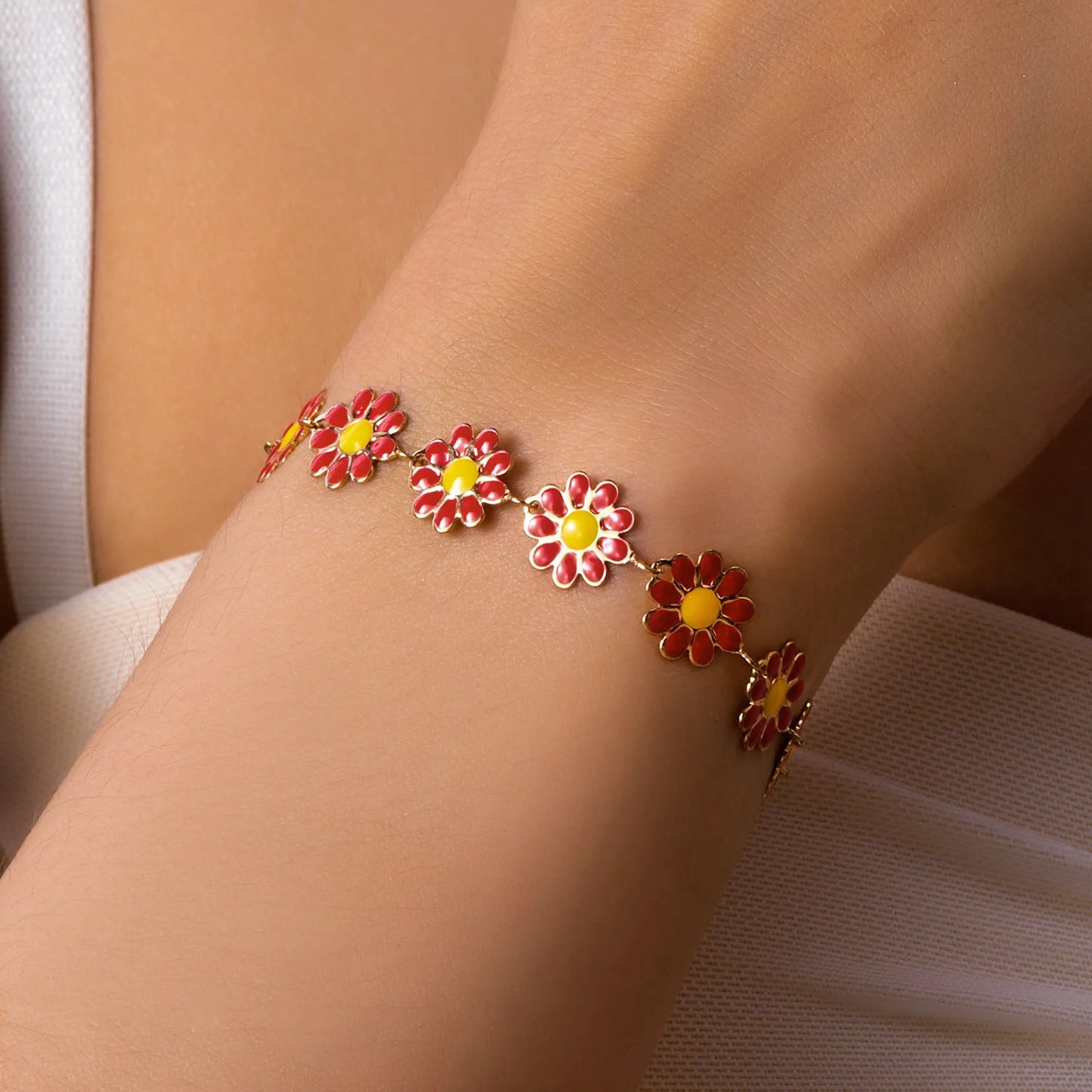 Fashion Sweet Flower Daisy Bracelet for Women Girl Y2K Accessories Handmade Colorful Beads Bracelet Boho Summer Pulseras Jewelry