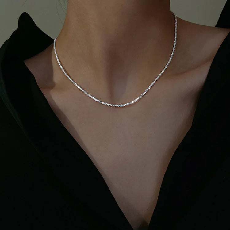 2023 New Popular Silver Colour Sparkling Clavicle Chain Choker Necklace For Women Fine Jewelry Wedding Party Gift