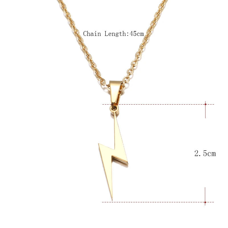 Fashion Stainless Steel Men's and Women's Lightning Necklace Hip Hop Party Motorcycle Accessories Pendant Necklace Jewelry