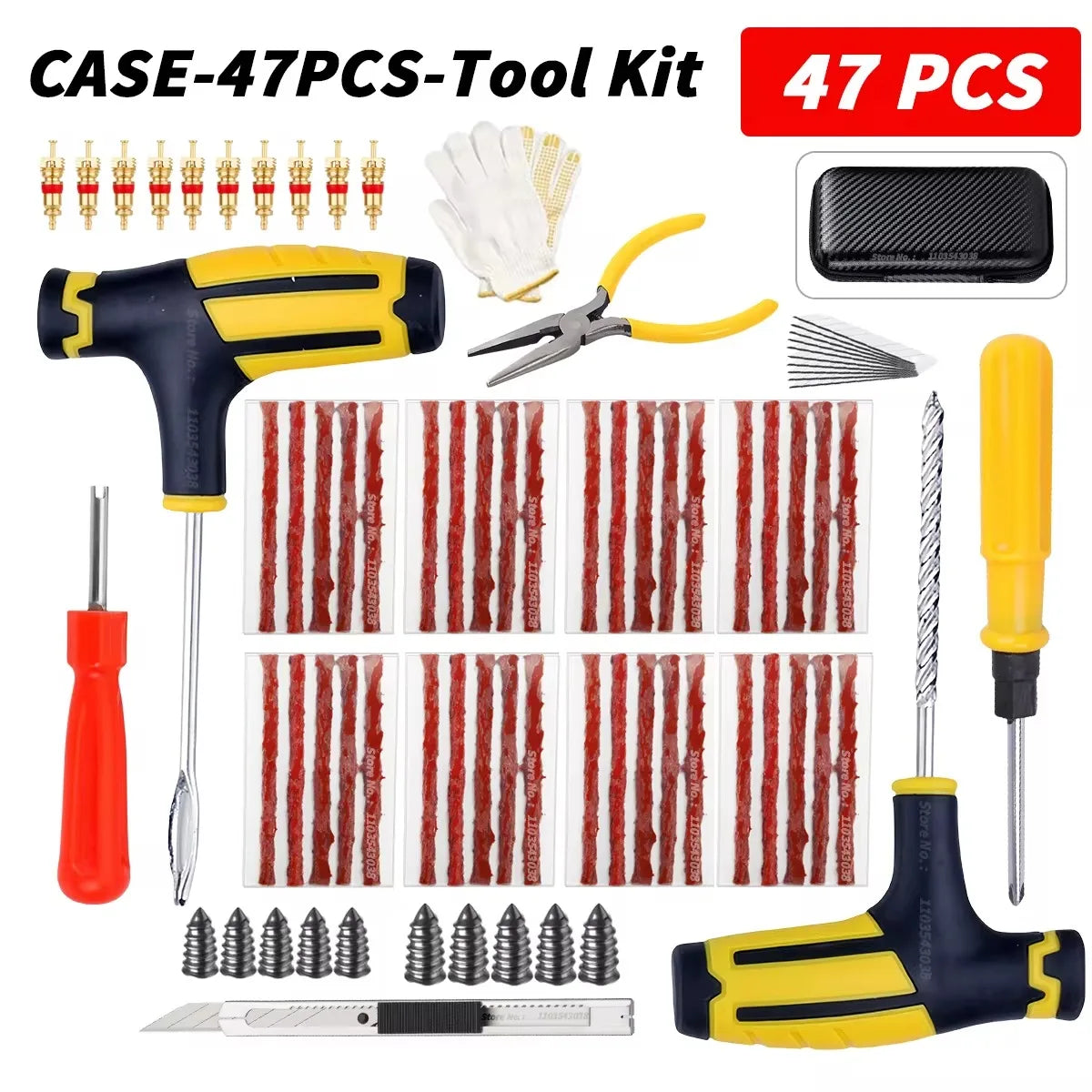 Car Tire Repair Kit Puncture Plug Tools Tyre Puncture Emergency for Tire Strips Stirring Glue Repair Tool Kit Car Accessories