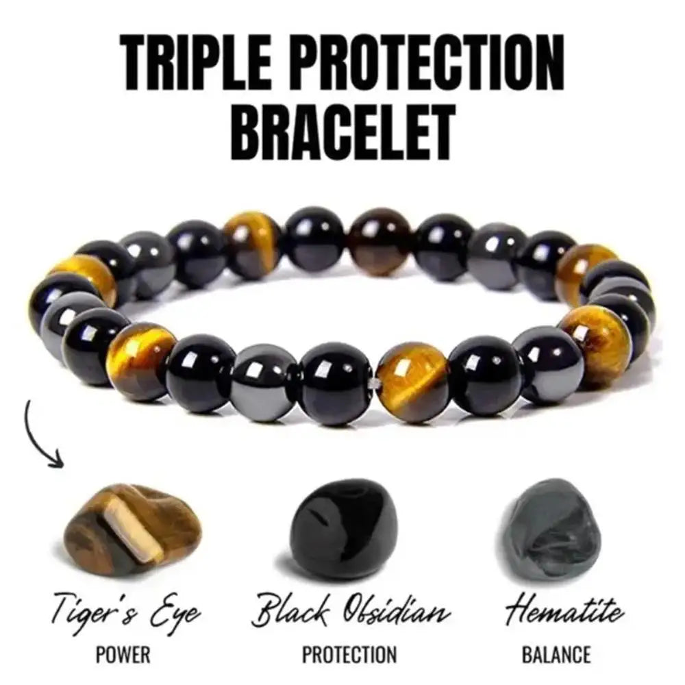 1 Natural Black Obsidian Hematite Tiger Eye Bead Bracelet For Men Magnetic Health Protection For Women Soul Jewelry