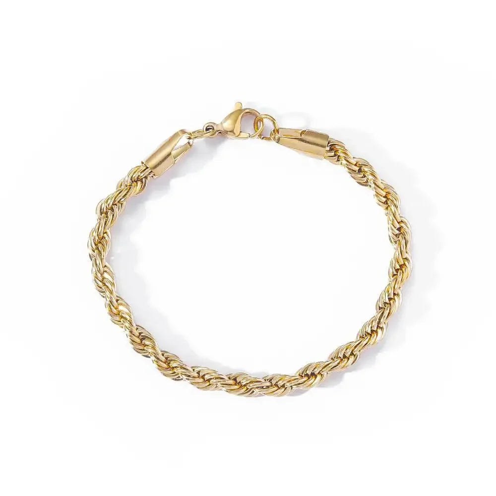 2-6MM Stainless Steel Chain Bracelet For Women Men Gold Color Twisted Rope Chain Bangle Fashion Never Fade Waterproof Jewelry