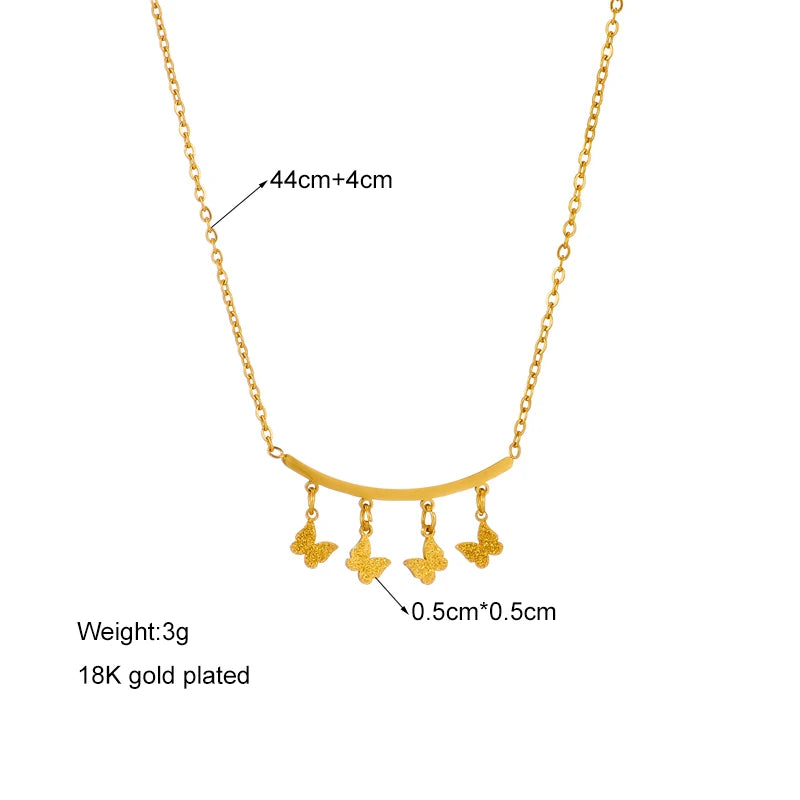 MEYRROYU316L Stainless Steel Geometry Star Moon Butterfly Pendant Multilayer Chain Choker Necklace For Women Wedding Accessories