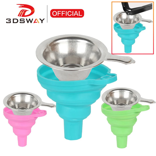 3DSWAY 3D Printer Parts New Metal UV Resin Filter Cup+Silicone Funnel Tweezers Tool Kit for SLA/LCD/DLP UV Resin Light Curing