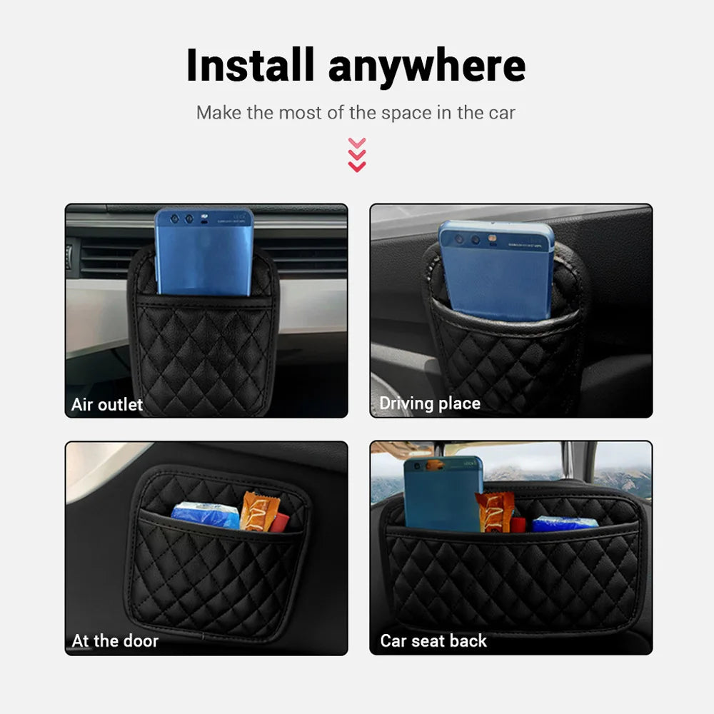 PU Leather Car Storage Pocket Seat Back/Door/Center Console Organizer for Small Stuff Car Storage Bag Universal for All Vehicles