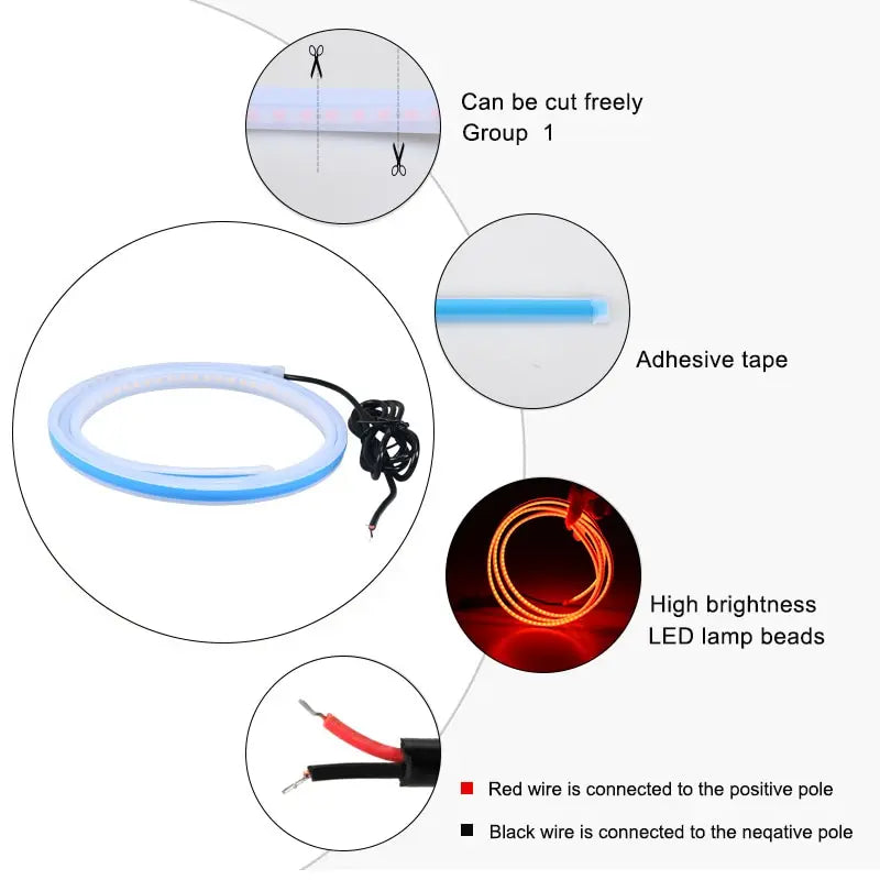 LED Car Hood Atmosphere Lght Strip Waterproof Auto Exterior Decoration Lighting Decorative Headlights Ambient Lamp 12V Universal