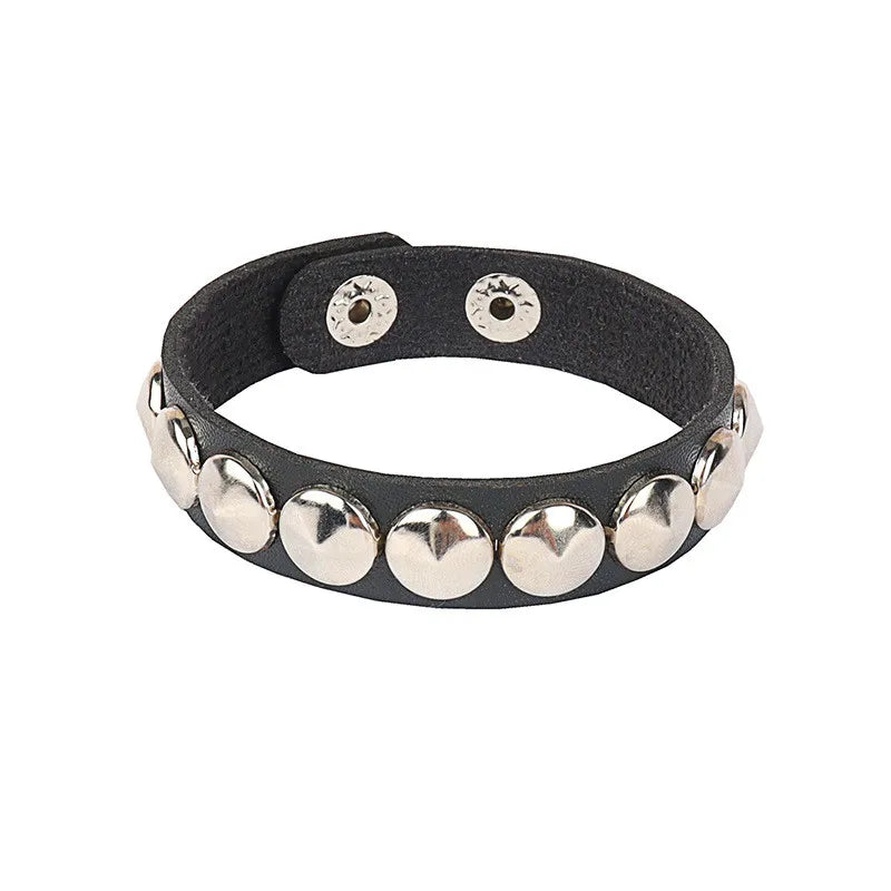 2022 New PU Leather Bracelet Punk Bracelet Adjustable Skull Goth Cuff Bracelet Gothic Rivet Buckle Wristband for Men Women