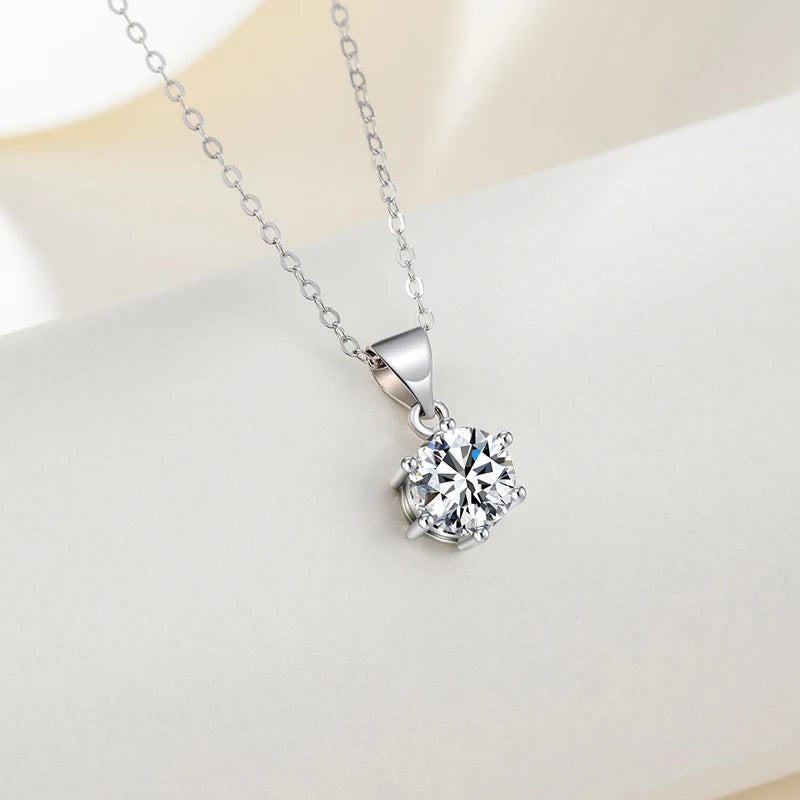 NeeTim 4ct 10mm Moissanite Necklace For Women 925 Sterling Silver Lab Diamond with Gold Plated Pendant Wedding Party Jewelry