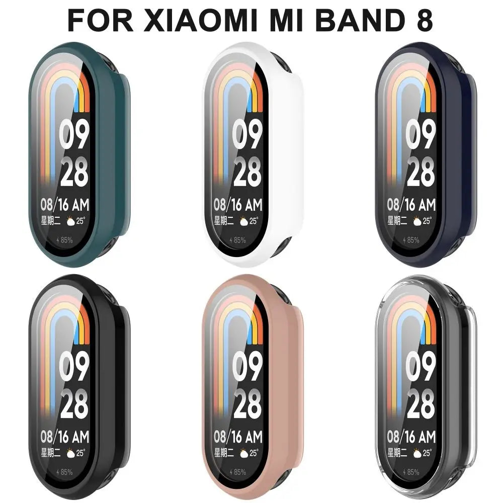 Protective Case For Xiaomi Mi Band 8 Smart Watch PC Frame Full Cover Screen Protector Tempered Glass Film Bumper For MiBand 8