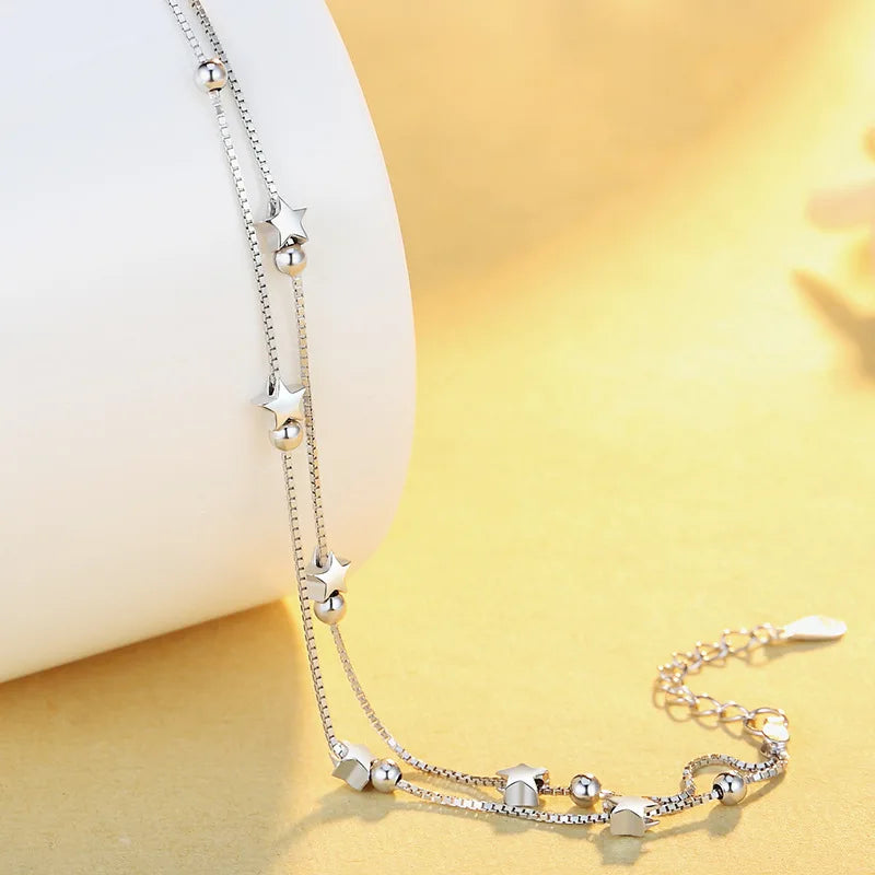 Fine 925 sterling silver Chain stars Bracelets for women Charms fashion designer party Wedding Jewelry Holiday gifts