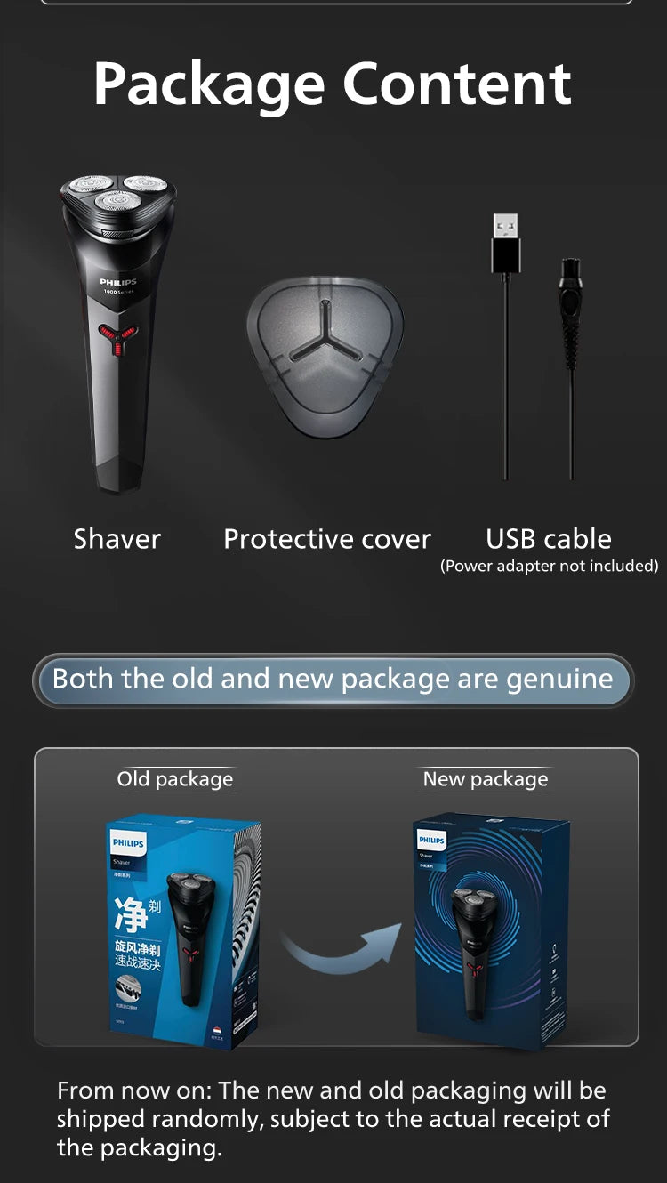 PHILIPS S1113 Best-selling Electric Shaver USB Interface Men Recommend Trend Portable Full-body Water-washed Razor