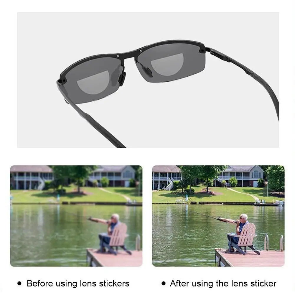 2pcs Stick-on Reading Glasses Lens Liquid Silicone Bifocal Presbyopic Lenses Magnification Bifocal Lenses +100 to +350