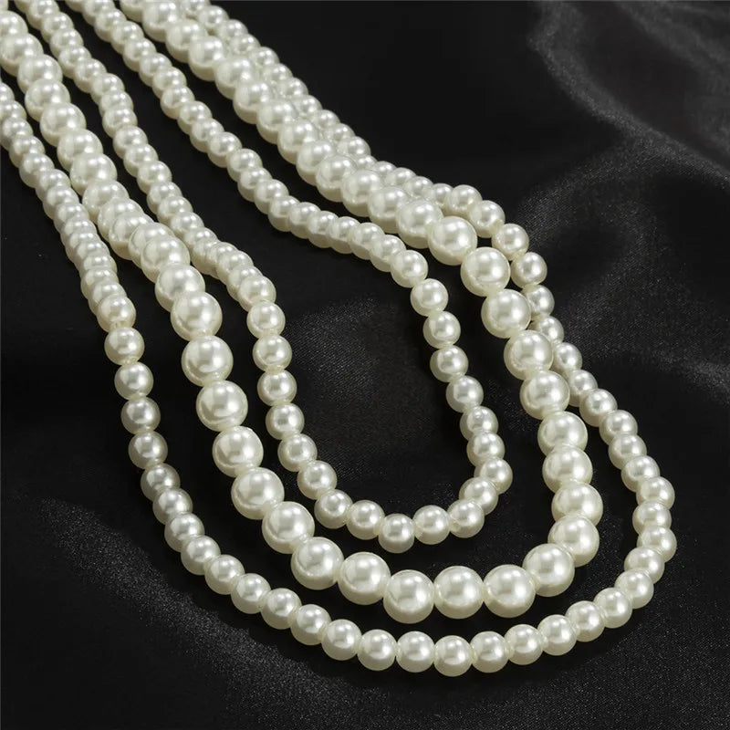 New Trendy Imitation Pearl Necklace Men Temperament Simple Handmade Strand Bead Necklace For Women Jewelry Gift Wholesale Jewelr