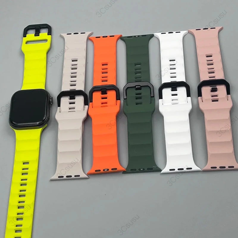 Silicone Case+Strap for Apple Watch Series 9 45mm 41mm 8 7 for Iwatch Ultra 2 Series 6 5 4 SE Protective Cover Bracelet TPU Case