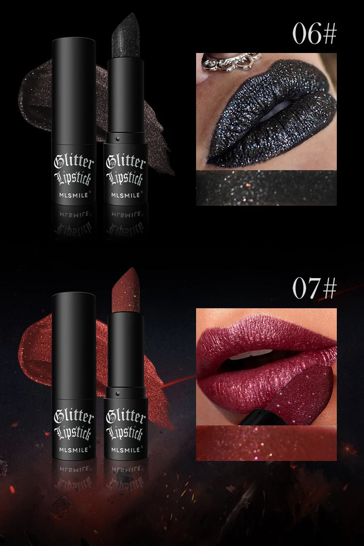 7 Colors Waterproof Diamond Glitter Lipstick Long Lasting Moisturizing Shiny Pearlescent Nude Red Lipsticks Lips Makeup Cosmetic