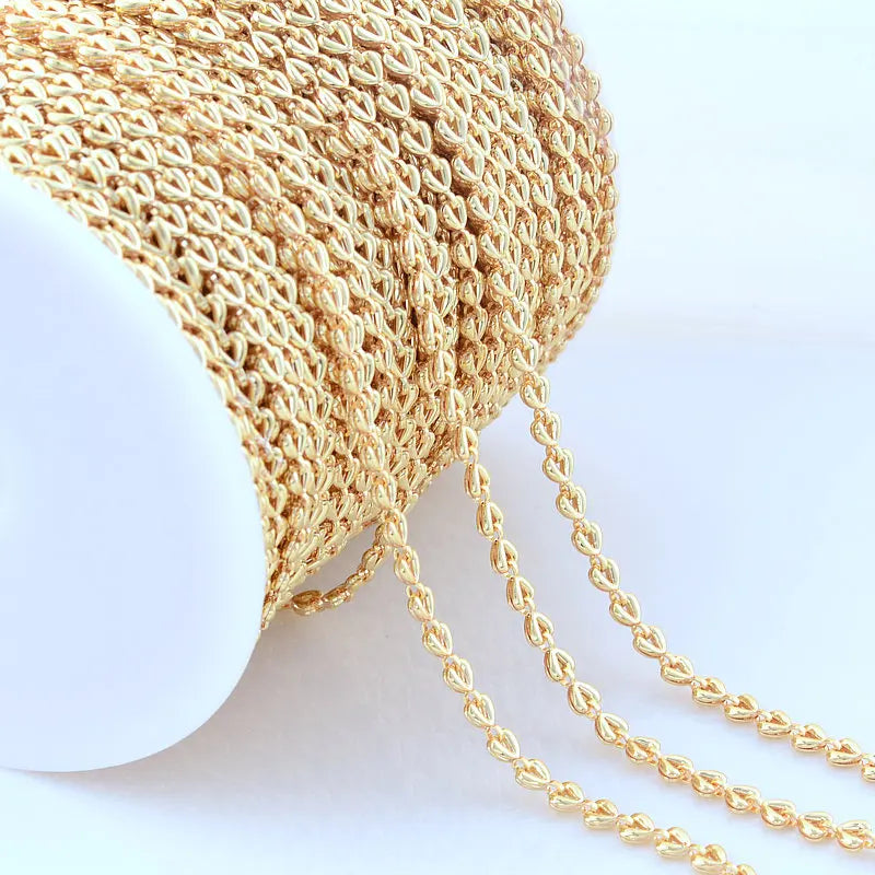 14K Gold Color Plated Brass Round Star Link Chains Necklace Chains High Quality Jewelry Accessories