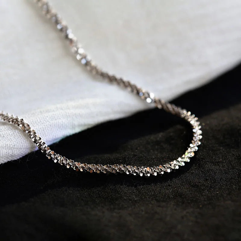 2023 New Popular Silver Colour Sparkling Clavicle Chain Choker Necklace For Women Fine Jewelry Wedding Party Gift