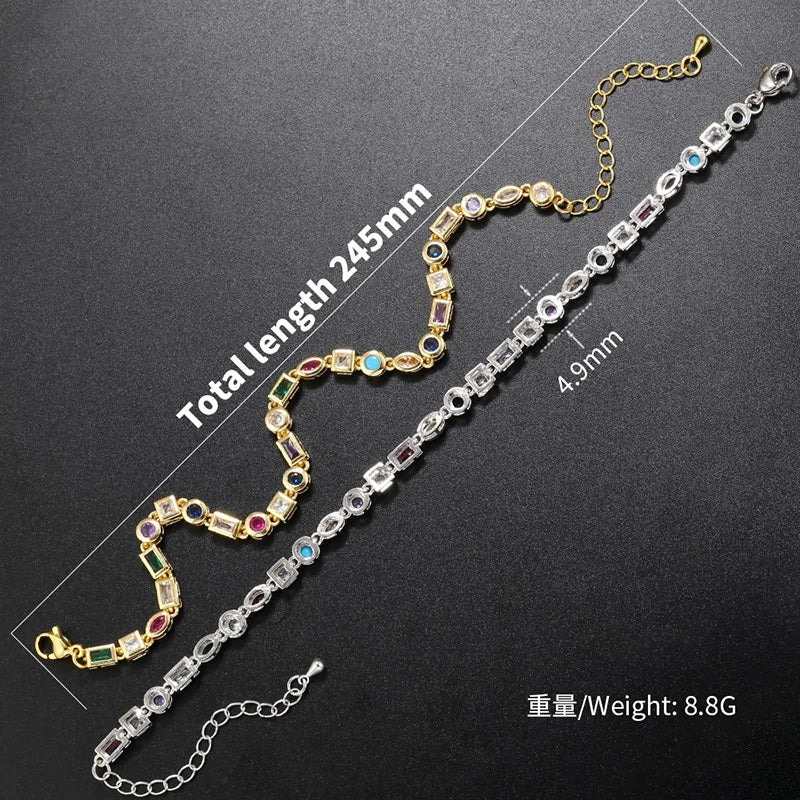 ZHUKOU candy bracelet for women Geometrically shape cubic zircon Man bracelet originality Couple bracelets Christmas gift VL235