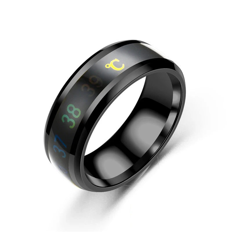 Punk Smart Ring Multifunctional Temperature Couple Ring Titanium Steel Finger Jewelry Fingertip Temperature Sensor Rings bague