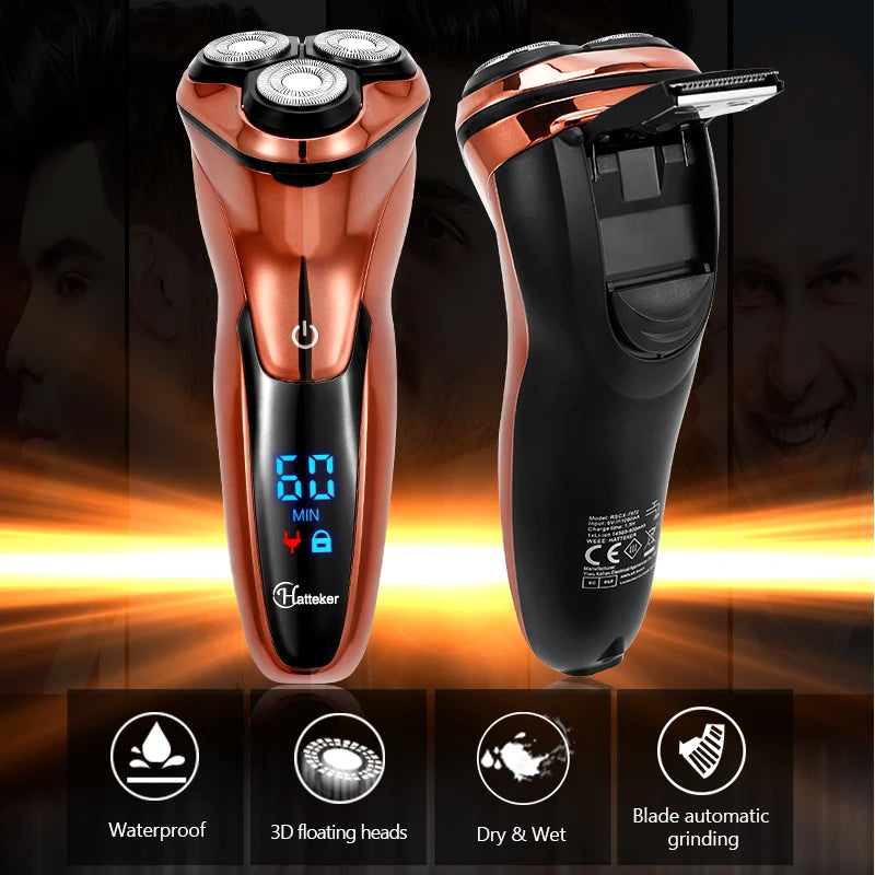 Powerful Cordless LCD Electric Shaver 3D Floating Wet Dry Beard Electric Razor Rechargeable Facial Shaving Machine For Men