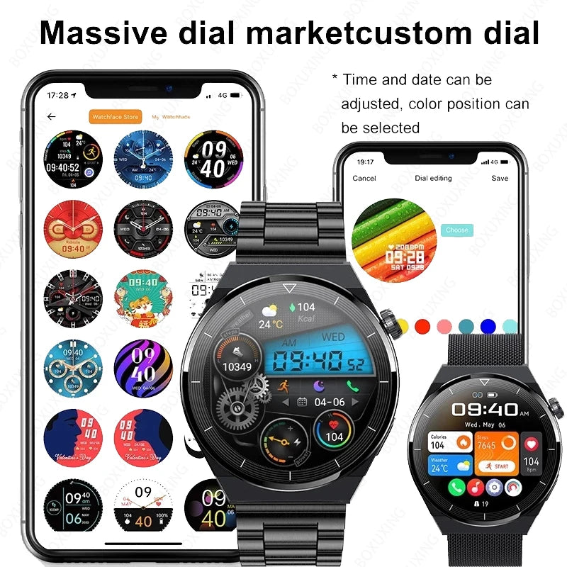 For Huawei Xiaomi GT3 Pro Smart Watch Men AMOLED 390*390 HD Screen Heart Rate Bluetooth Call IP68 Waterproof SmartWatch 2024 New