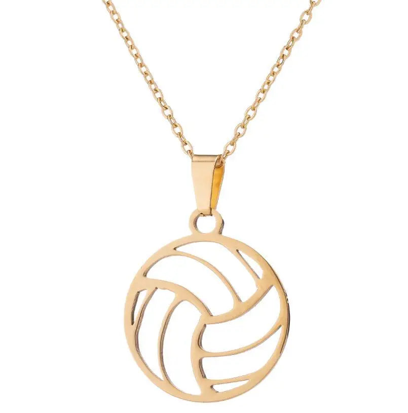 2022 Hfarich Fashion Beach Volleyball Pendant Necklace Women Hollow Ball Stainless Steel Circle Jewelry Students Graduation Gift