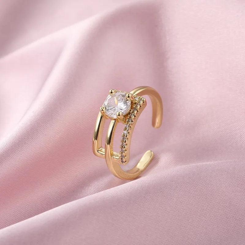 Adjustable Size Stainless Steel Rings For Women Korean Fashion Engagement Wedding Woman Ring Jewelry Accessories Wholesale 2023