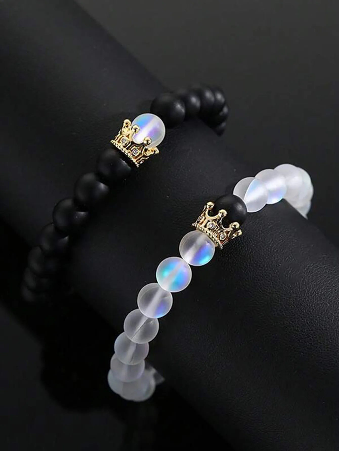 2pcs/Set Natural Stone Dumbbell Beaded Bracelet Black Beads Fitness Fit Life Prayer Bracelets Bangles Barbell Men Jewelry