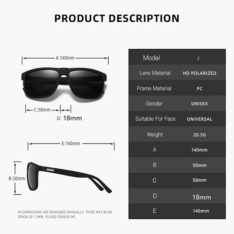 Luxury Retro Square Polarized Sunglasses For Men Women Fashion Driving Fishing UV400 Sun Glasses Brand Designer Eyewear For Man