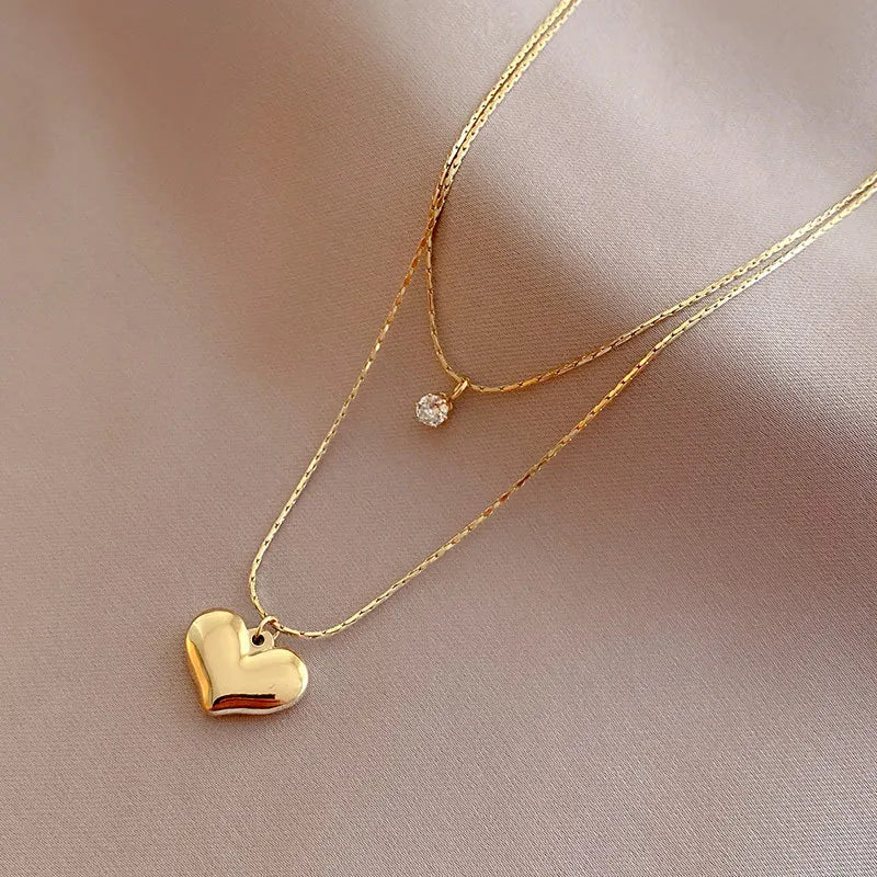 XIYANIKE 316L Stainless Steel Gold Color Love Heart Necklaces For Women Chokers 2021Trend Fashion Festival Party Gift Jewelry