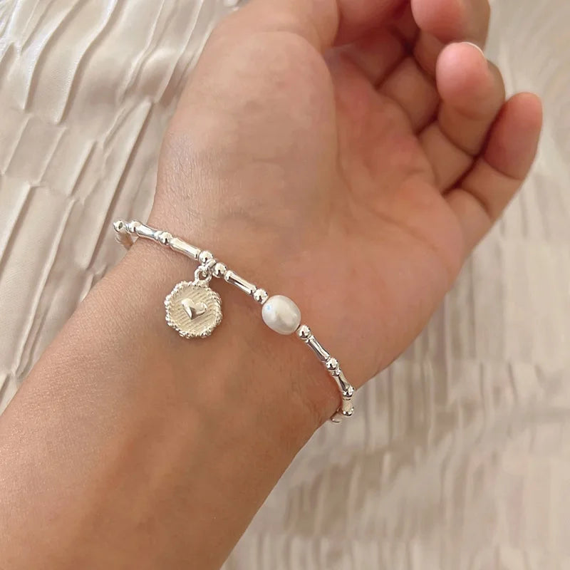 VENTFILLE 925 Sterling Silver Pearls Bamboo Knots Bracelet for Women Girl Simple Korean Jewelry Birthday Gift Dropshipping