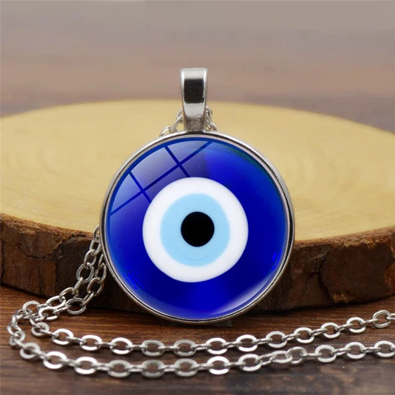 Simple Evil Eye Thin Pendant Women Jewelry Necklace Turkish Lucky Fashion Gold Color Choker Chain Round Heart Female Friend Gift