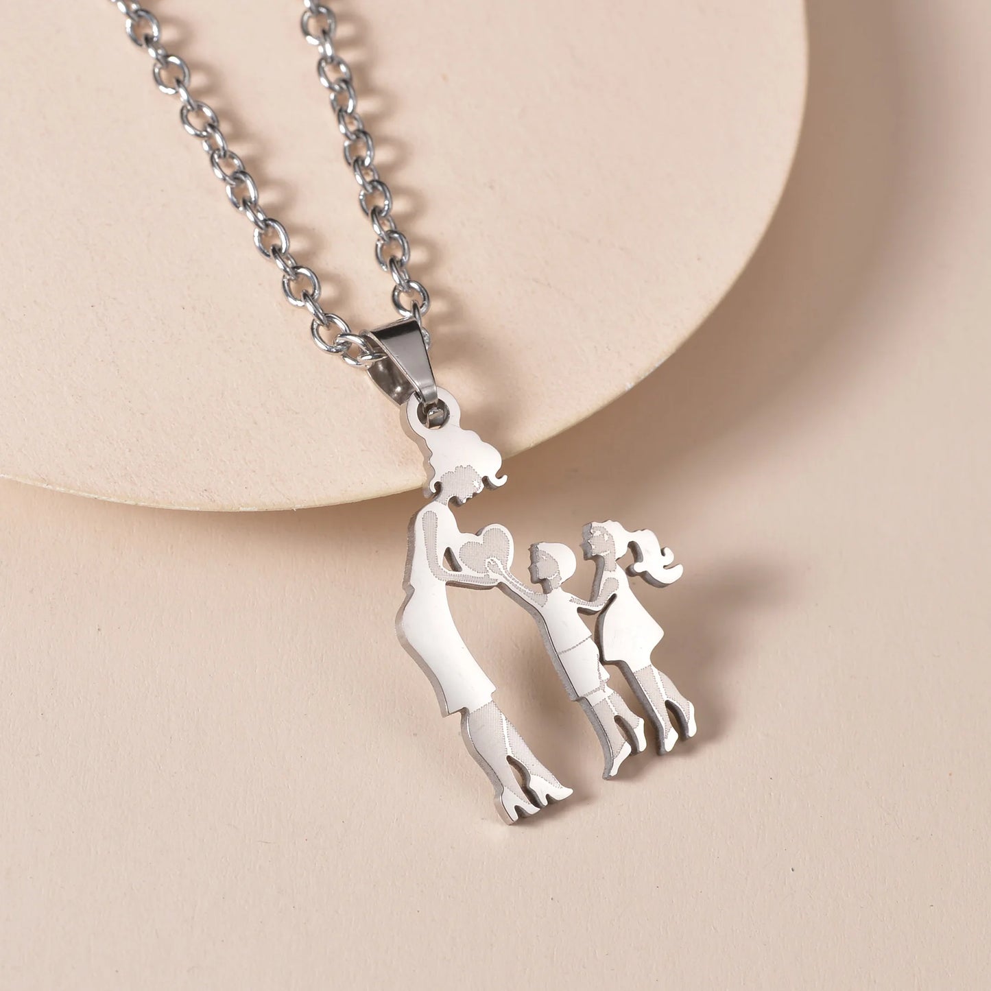 Mom Daughter Son Family Necklace Stainless Steel Chain Multiples Childs Silver Color Pendant Jewelry Women Mother's Day Gift