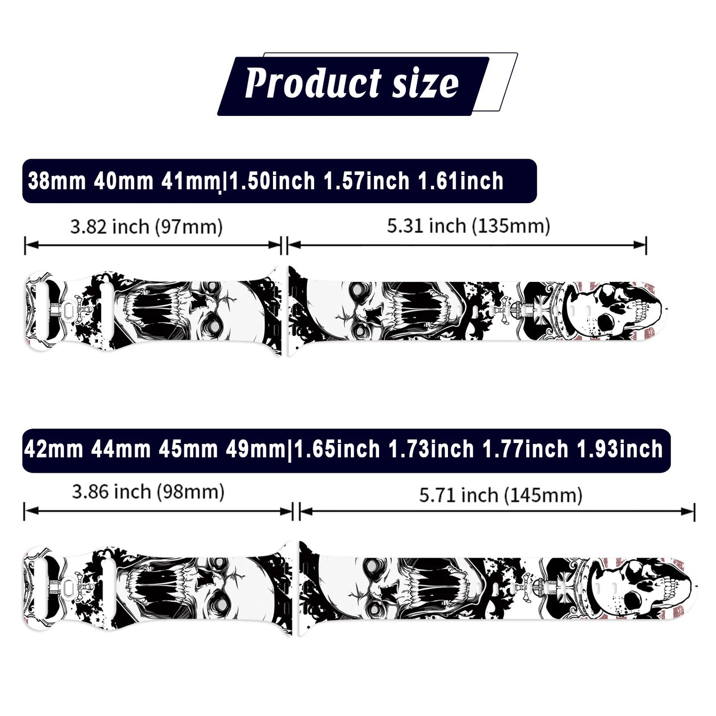 Dark Skull Silicone Printed Strap for Apple Watch 9 8 7 SE Band Replaceable Bracelet for iWatch 45mm 44mm 42mm 41mm Watchband