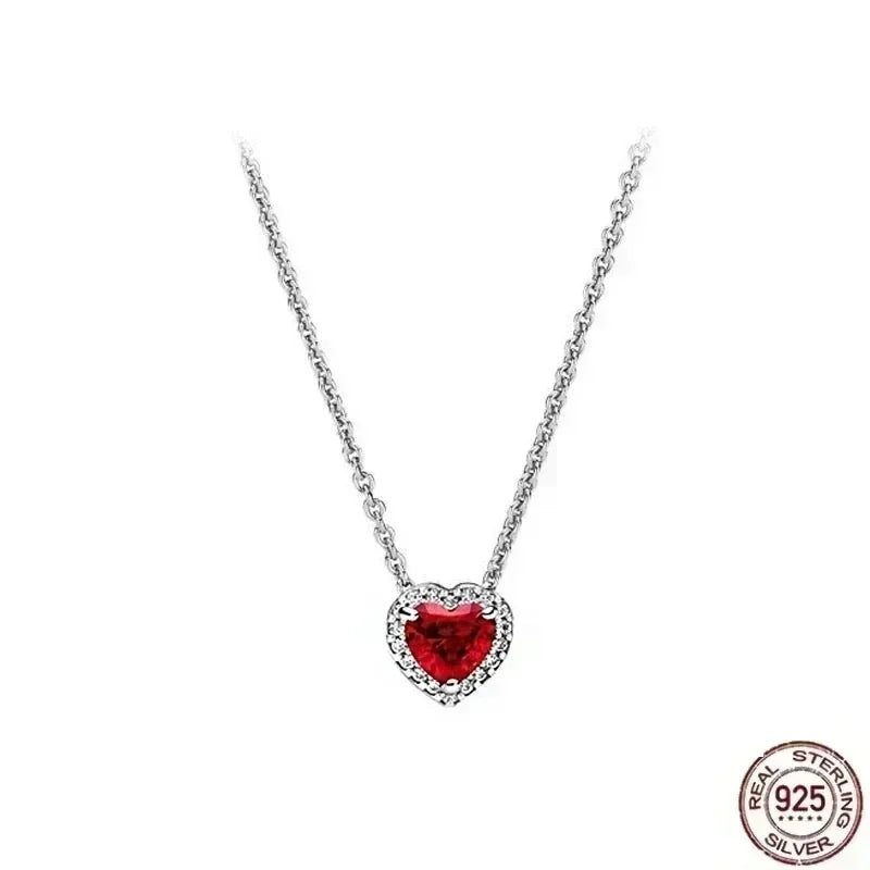 925 Sterling Silver New Classic Shiny Square Multi Circular Heart-shaped Pendant Necklace fit Original Pandora Pendant DIY Gifts