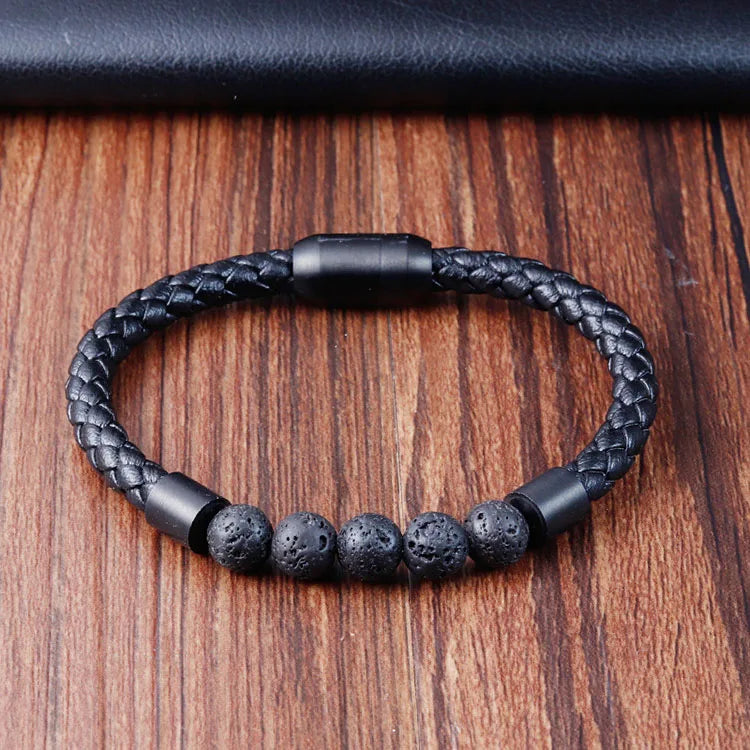 Designer Bracelets Stainless Steel Made Of Natural Stones Volcanic Rock Gothic Jewelry Punk Gold Plated Bracelet