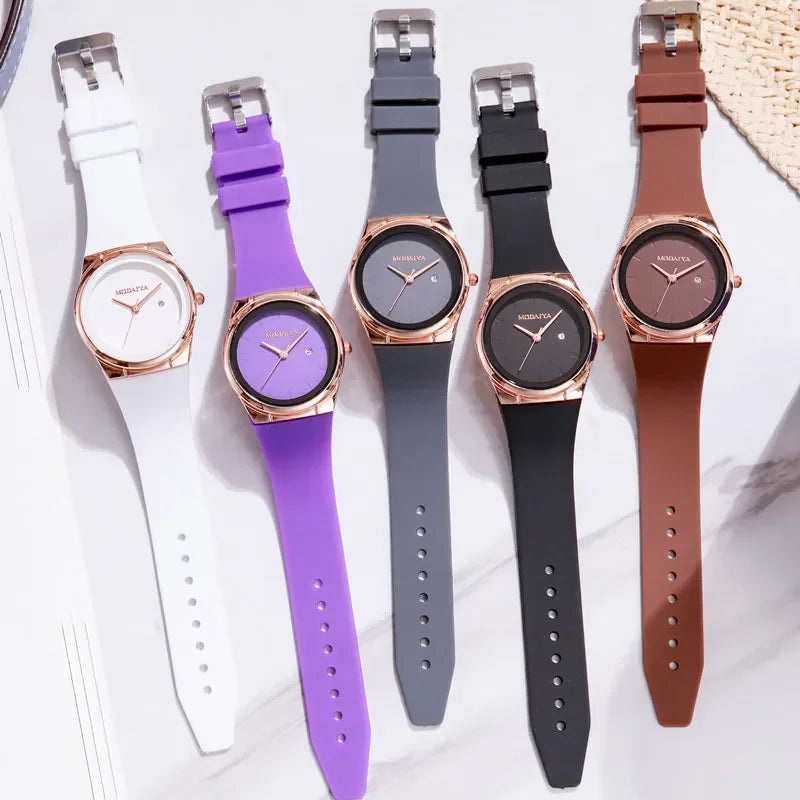 New Quartz Watch Silicone Strap Student Watches Minimalist Fashion Women's Fashion Calendar Wristwatch Reloj Mujer Dropshipping