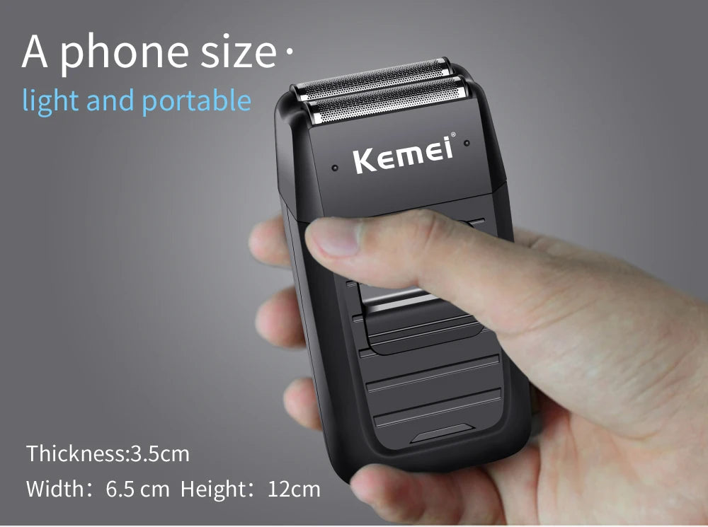 Kemei-1102 Rechargeable Cordless Shaver for Men Twin Blade Reciprocating Beard Razor Face Care Multifunction Strong Trimmer