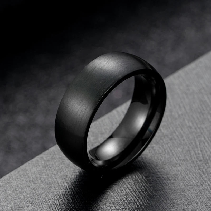 Classic Men Stainless Steel Rings Black Solid Simple Vintage Rings For Men Wedding Bands Christmas Party Jewelry Gift Wholesale